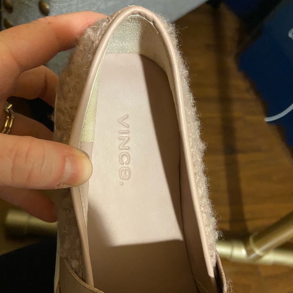 Vince Fuzzy Pink Slip-Ons